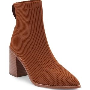 STEVEN BY STEVE MADDEN
Nara Stacked-Heel Sock Booties - Cognac Brown, Size 8